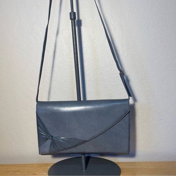 BALLY Vintage Gray Shoulder Bag/ Clutch Woman Leather Vintage . Made In Italy.